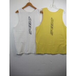 Vintage 90s Speedo Tank Top Lot Men XL White Yellow Muscle Made in USA